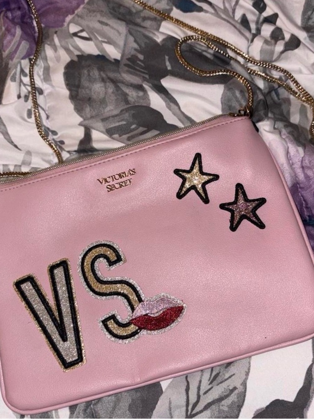Victoria's Secret Pink Patchwork Chain Crossbody Bag